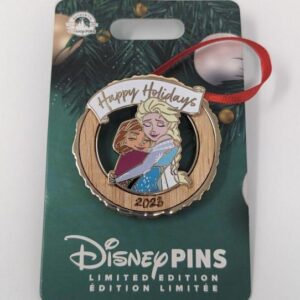 Anna Elsa Frozen Happy Holidays 2023 Disney Ornament LE Pin