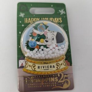 101 Dalmatians Disney Riviera Resort 2025 Happy Holidays Snow Globe LE Pin
