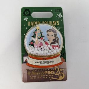 Belle Disney Grand Floridian 2025 Happy Holidays Snow Globe LE Pin